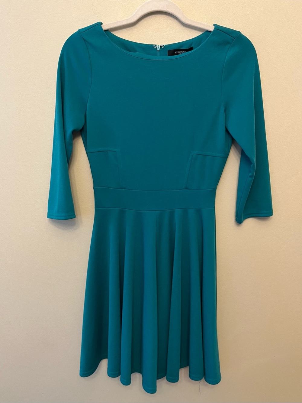 NWT 41 Hawthorn Bindy Fit and Flare Ponte Dress Women's Size Small Teal
